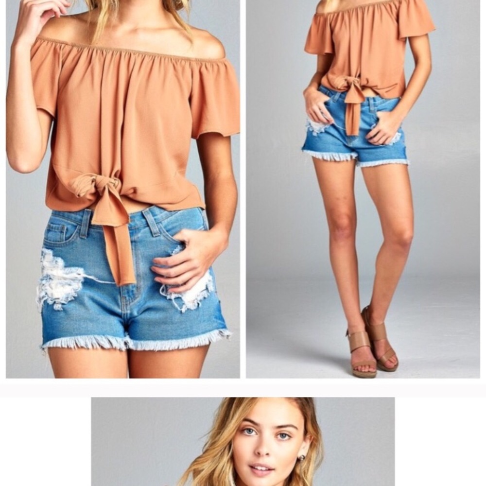 Dusty apricot off shoulder Top🍑